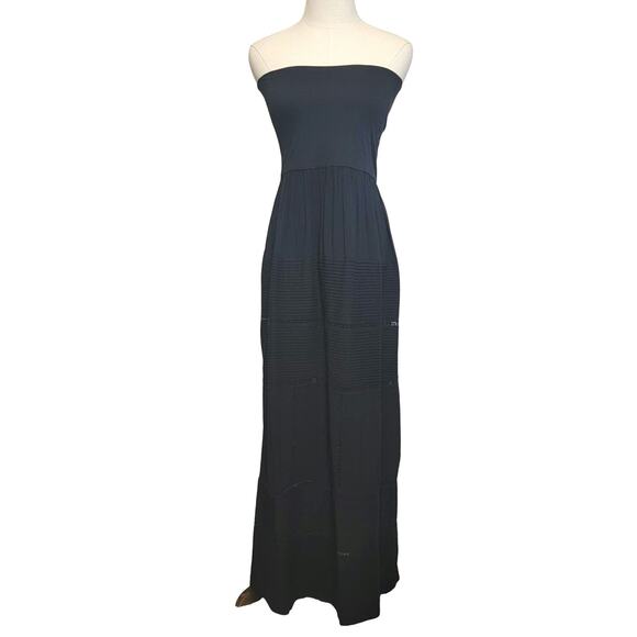 Theory Strapless Sleeveless Tiered Eyelet Black Long Maxi Dress Size S - Picture 2 of 14